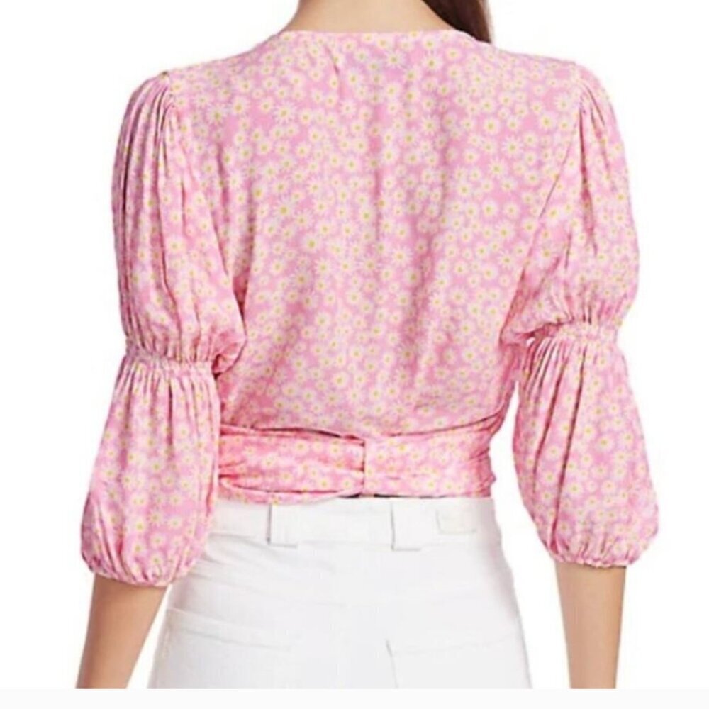 🌸 Faithfull The Brand Bisset Pink Daisy Floral Crop Top  Size XS - 2 - Picture 11 of 12
